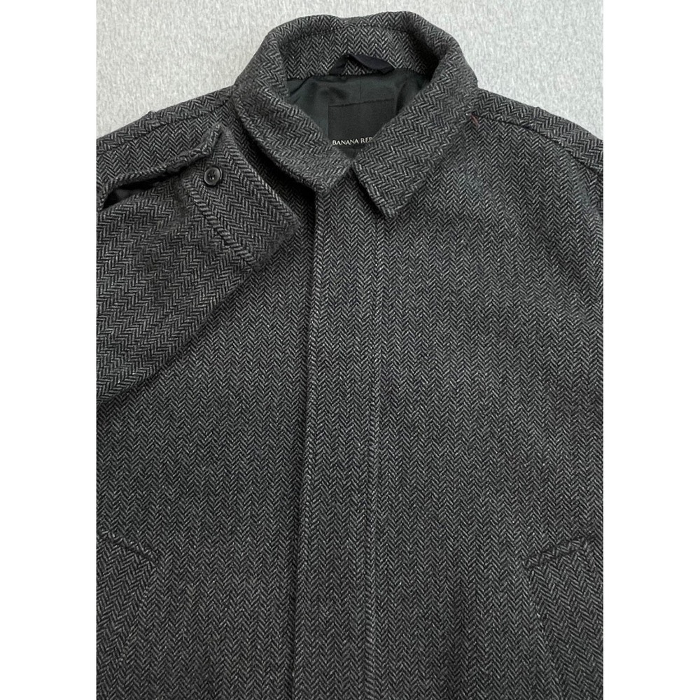 Banana Republic Coat Mens Large Gray Herringbone Mario Bellucci Wool Blend